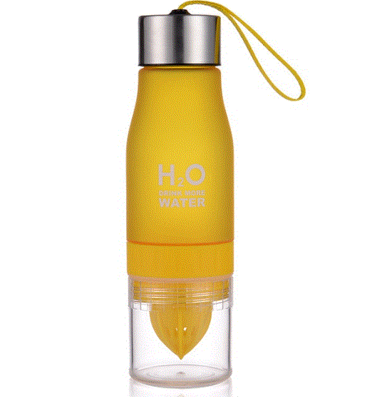 Yellow fruit infusion water bottle with leak-proof design and eco-friendly materials.