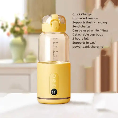 Smart Baby Bottle Warmer with quick charge and detachable cup, supports flash charging and car charging options.