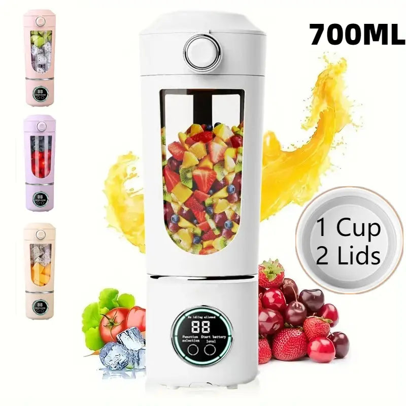 Portable Juice Maker Blender for Shakes and Smoothies, 700ML with Steel Blades and 2 Lids.