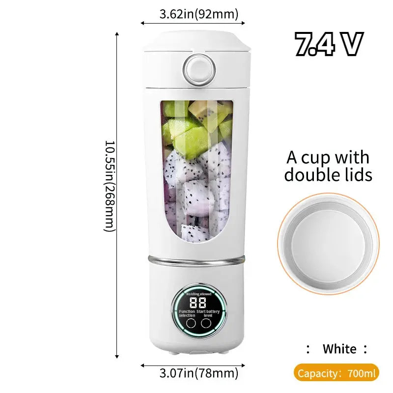 Portable juice maker blender, 700ML, steel blades, white, for shakes and smoothies.