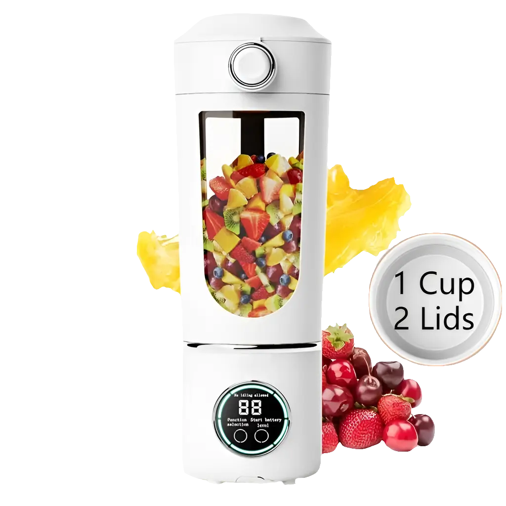 Portable Juice Maker Blender with fruit, 700ML capacity, durable steel blades.