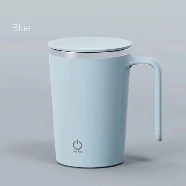 Blue automatic self-stirring magnetic mug for effortless beverage mixing.