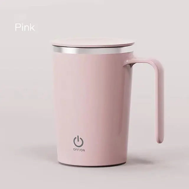 Pink Automatic Self-Stirring Magnetic Mug.