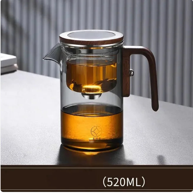 Elegant glass teapot with water separation, 520ml capacity, Walnut Transparent color, ideal for a refined tea experience.