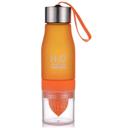 Fruit Infusion Water Bottle with orange design and infuser for on-the-go hydration.